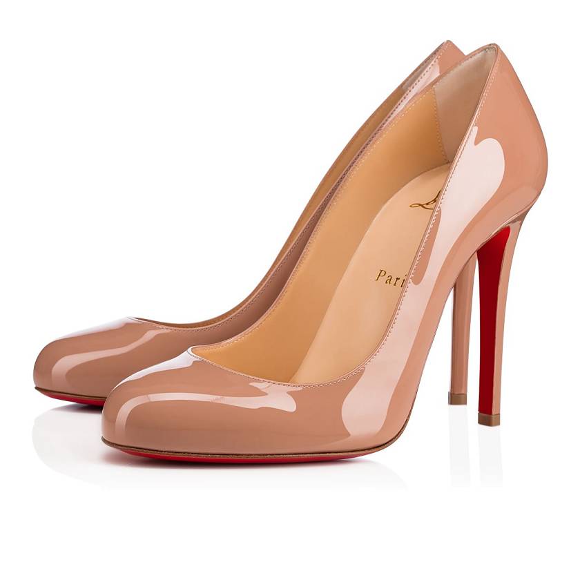 Women's Christian Louboutin Fifille 100mm Patent Leather Pumps - Nude [1257-840]